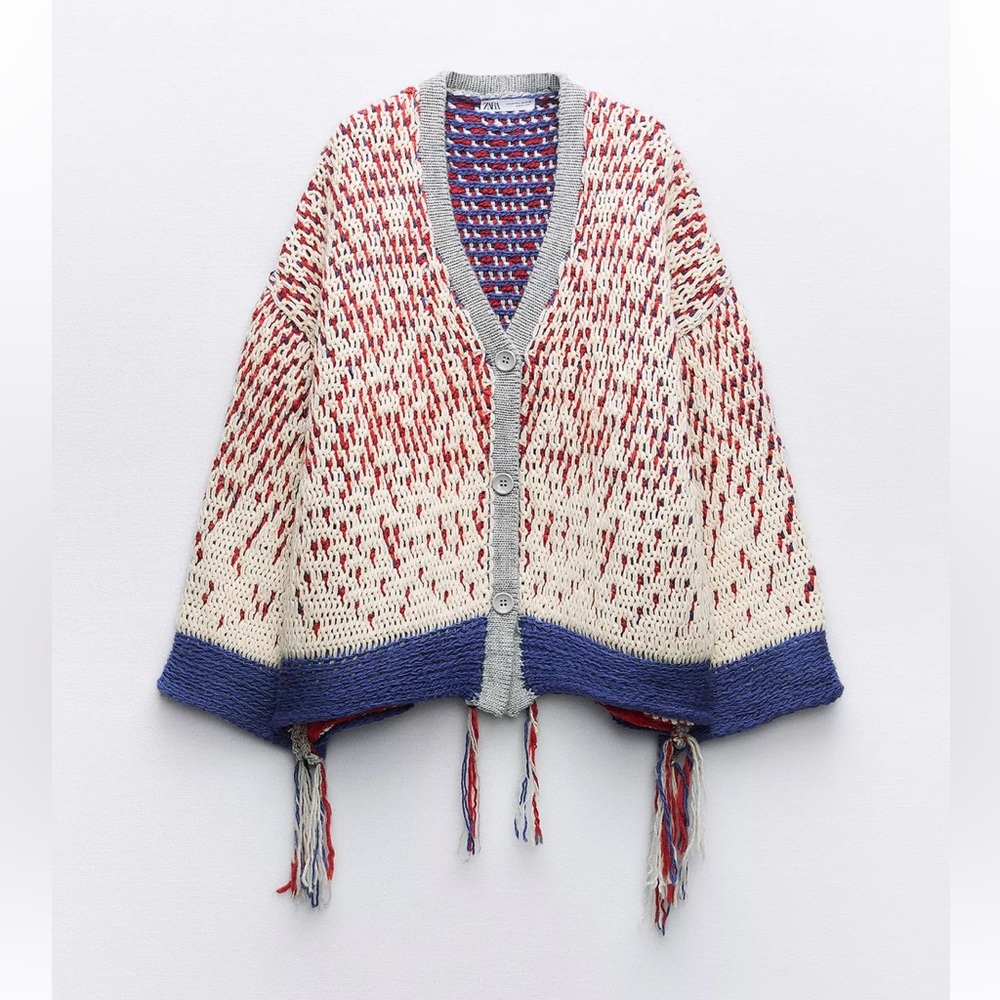 Zara Fringed Knit Jacket